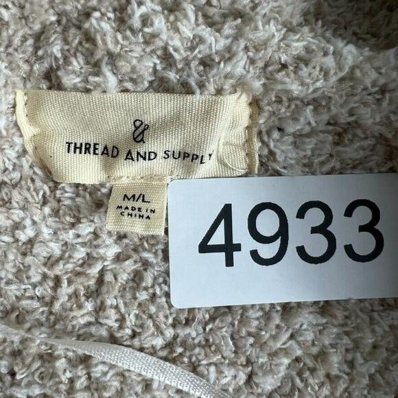 Thread + Supply Cardigan Sweater Womens Tan M/L Cozy Open Front Longline Duster - Picture 8 of 8